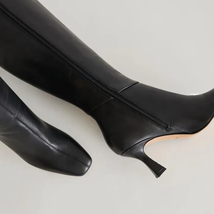 Dolce Vita Gyra Wide Calf Boots Black Leather Women Boots and Booties