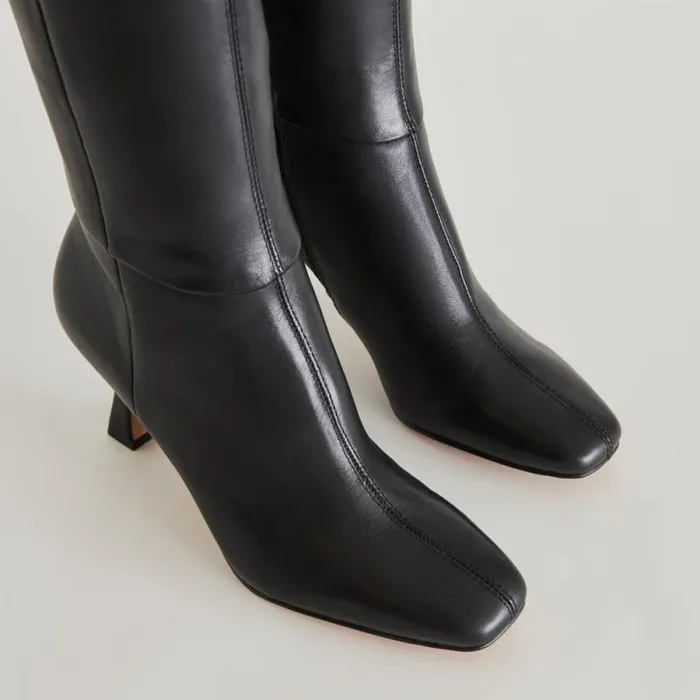 Dolce Vita Gyra Wide Calf Boots Black Leather Women Boots and Booties