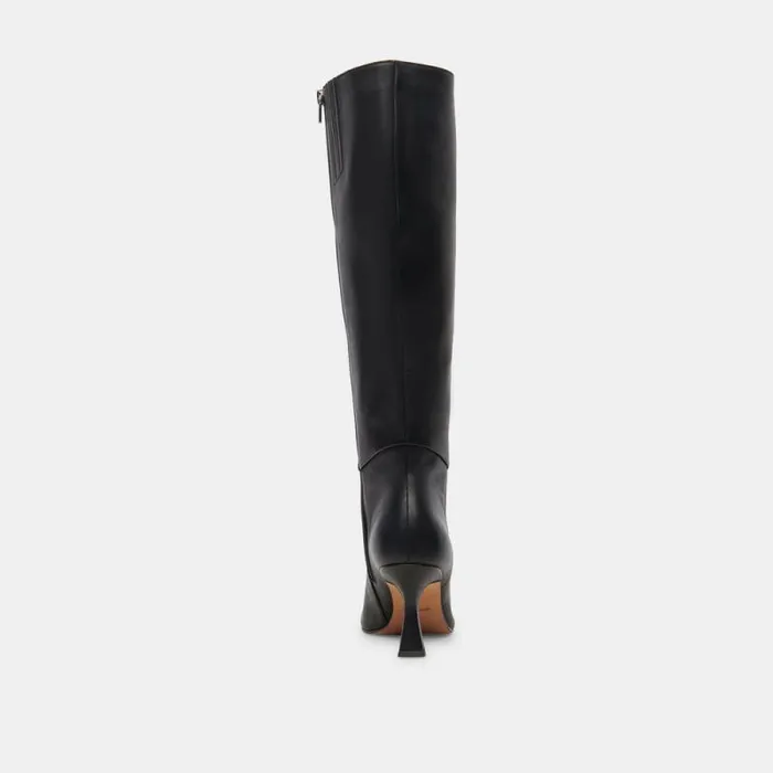 Dolce Vita Gyra Wide Calf Boots Black Leather Women Boots and Booties