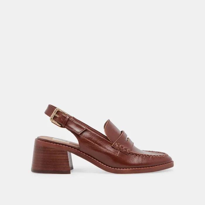 Dolce Vita Hardi Heels Brown Crinkle Patent Women Flats and Loafers