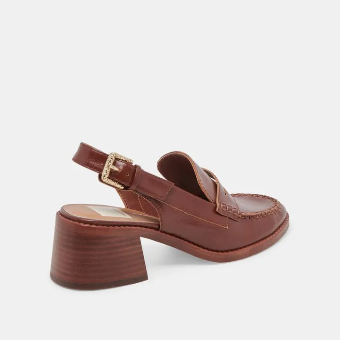 Dolce Vita Hardi Heels Brown Crinkle Patent Women Flats and Loafers