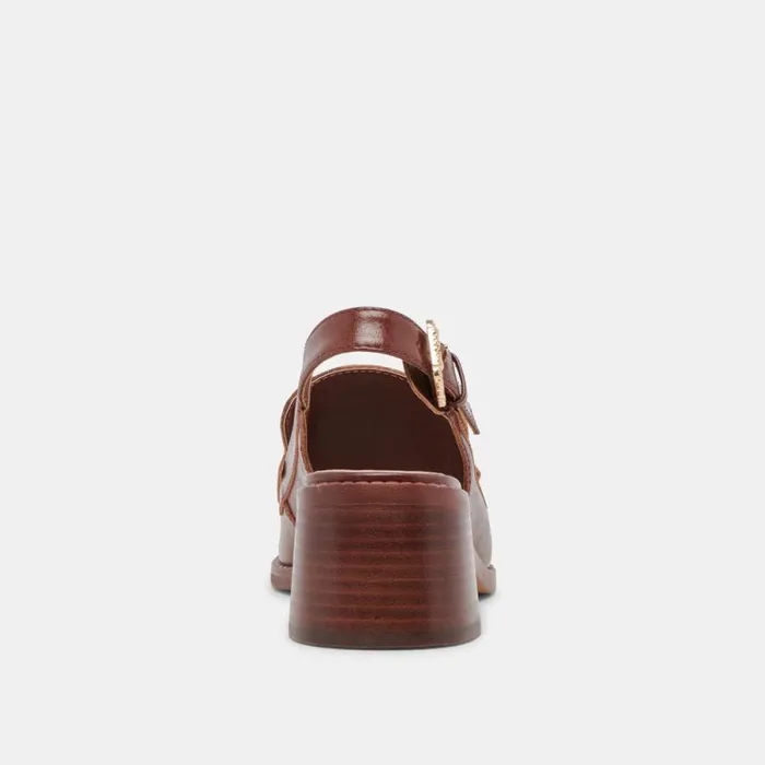 Dolce Vita Hardi Heels Brown Crinkle Patent Women Flats and Loafers