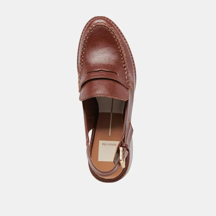 Dolce Vita Hardi Heels Brown Crinkle Patent Women Flats and Loafers