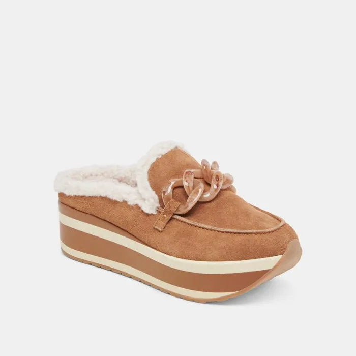 Dolce Vita Jamey Plush Sneakers Pecan Suede Women Mules and Clogs