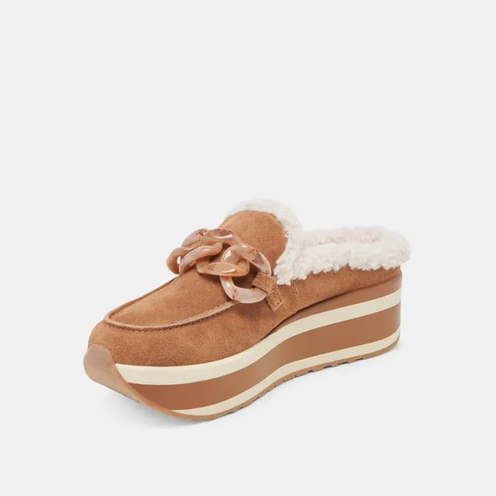 Dolce Vita Jamey Plush Sneakers Pecan Suede Women Mules and Clogs