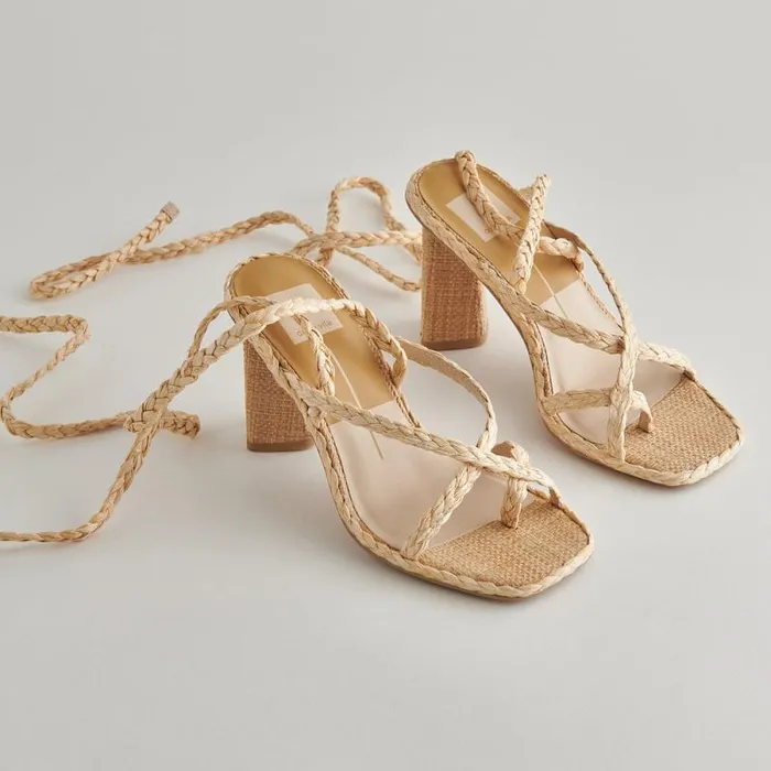 Dolce Vita Joelle Heels Lt Natural Raffia Women Sandals