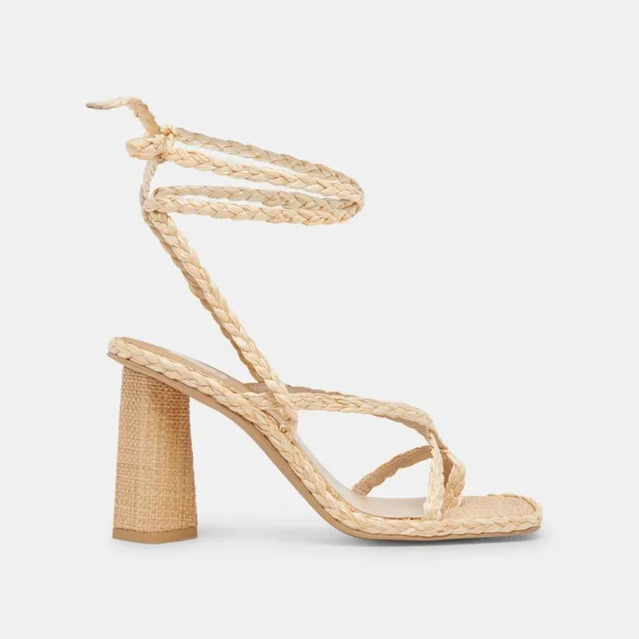Dolce Vita Joelle Heels Lt Natural Raffia Women Sandals