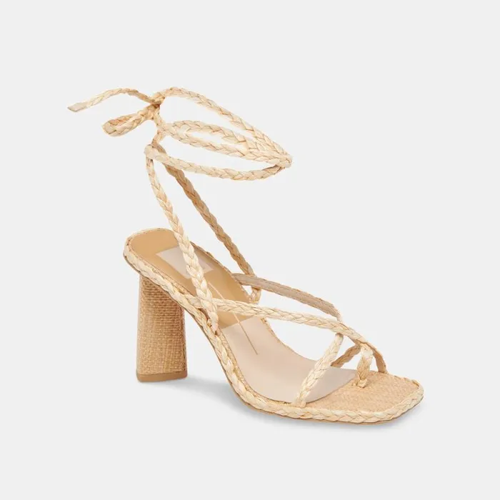 Dolce Vita Joelle Heels Lt Natural Raffia Women Sandals