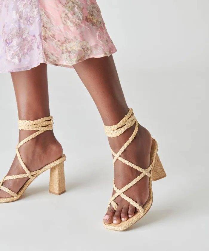 Dolce Vita Joelle Heels Lt Natural Raffia Women Sandals