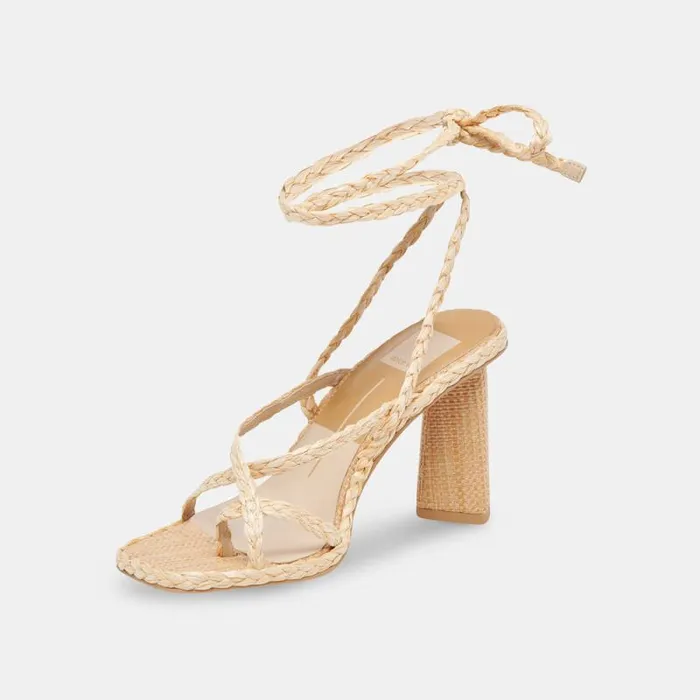 Dolce Vita Joelle Heels Lt Natural Raffia Women Sandals