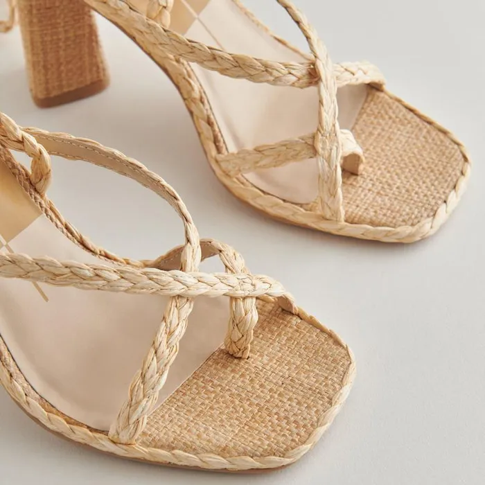 Dolce Vita Joelle Heels Lt Natural Raffia Women Sandals