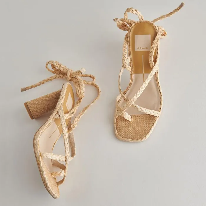 Dolce Vita Joelle Heels Lt Natural Raffia Women Sandals