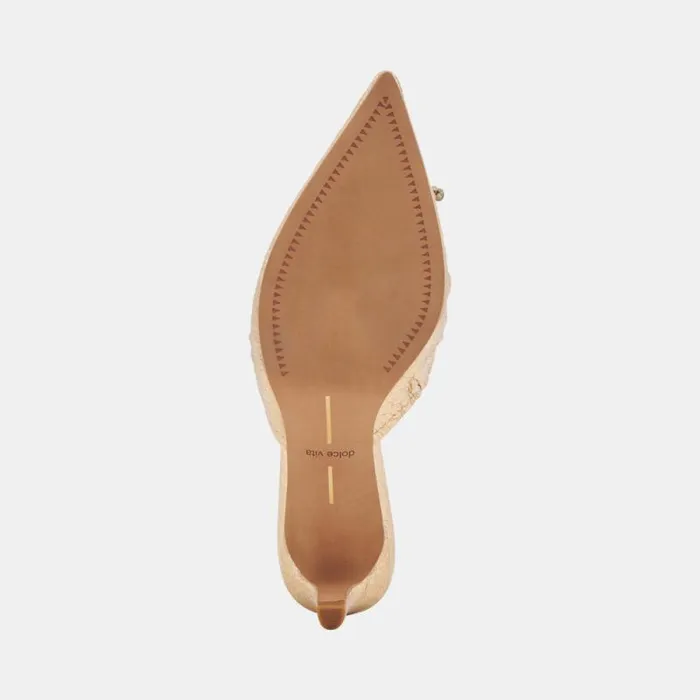Dolce Vita Kairi Mid Heels Gold Distressed Leather Women Heels