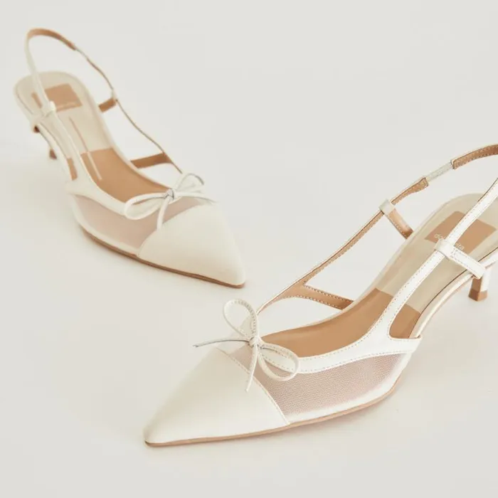 Dolce Vita Kandi Heels White Mesh Women Heels