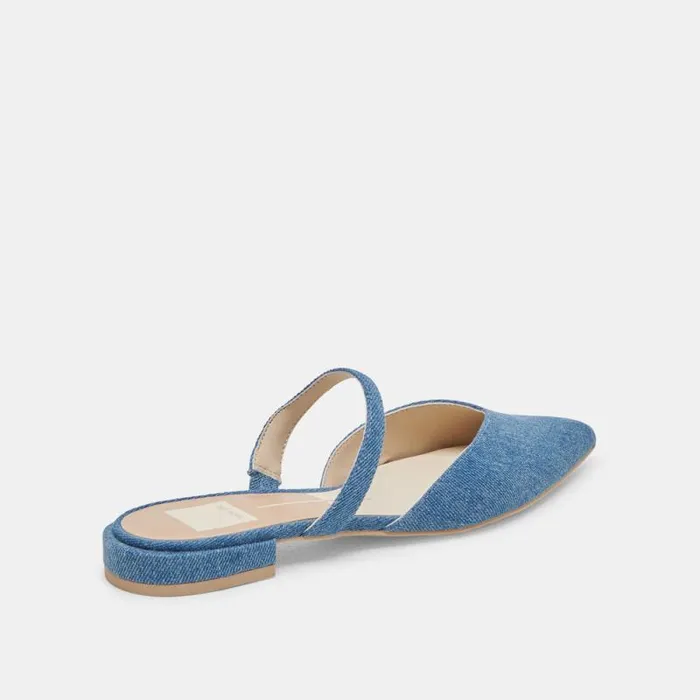 Dolce Vita Kanika Flats Blue Denim Women Mules and Clogs
