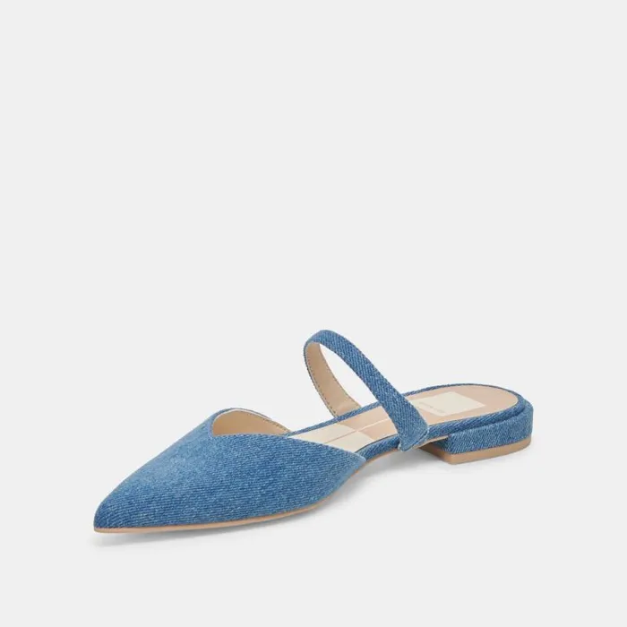 Dolce Vita Kanika Flats Blue Denim Women Mules and Clogs