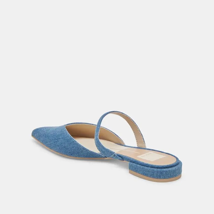 Dolce Vita Kanika Flats Blue Denim Women Mules and Clogs