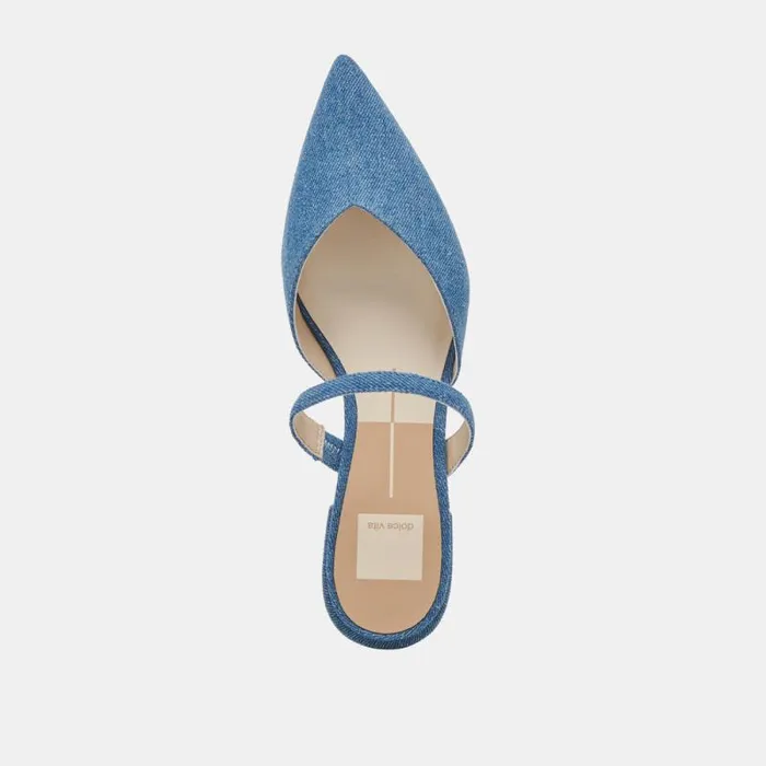 Dolce Vita Kanika Flats Blue Denim Women Mules and Clogs