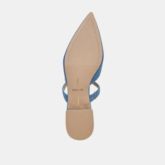 Dolce Vita Kanika Flats Blue Denim Women Mules and Clogs