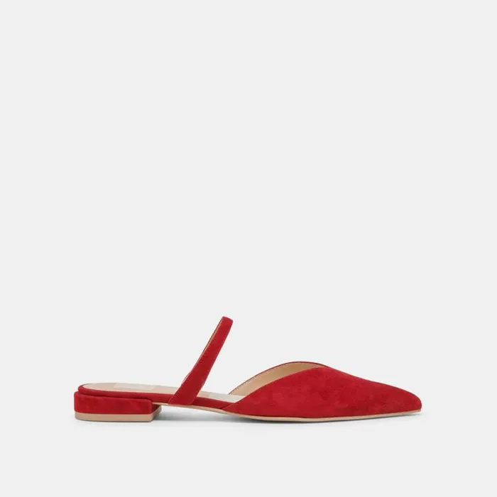Dolce Vita Kanika Flats Crimson Suede Women Mules and Clogs