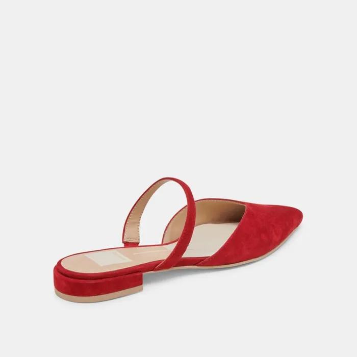 Dolce Vita Kanika Flats Crimson Suede Women Mules and Clogs