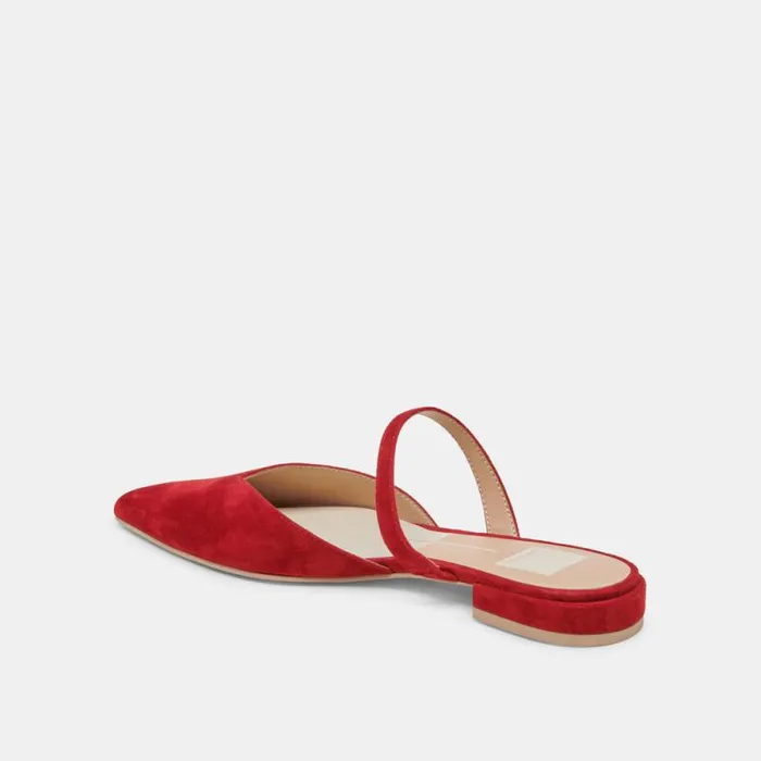 Dolce Vita Kanika Flats Crimson Suede Women Mules and Clogs