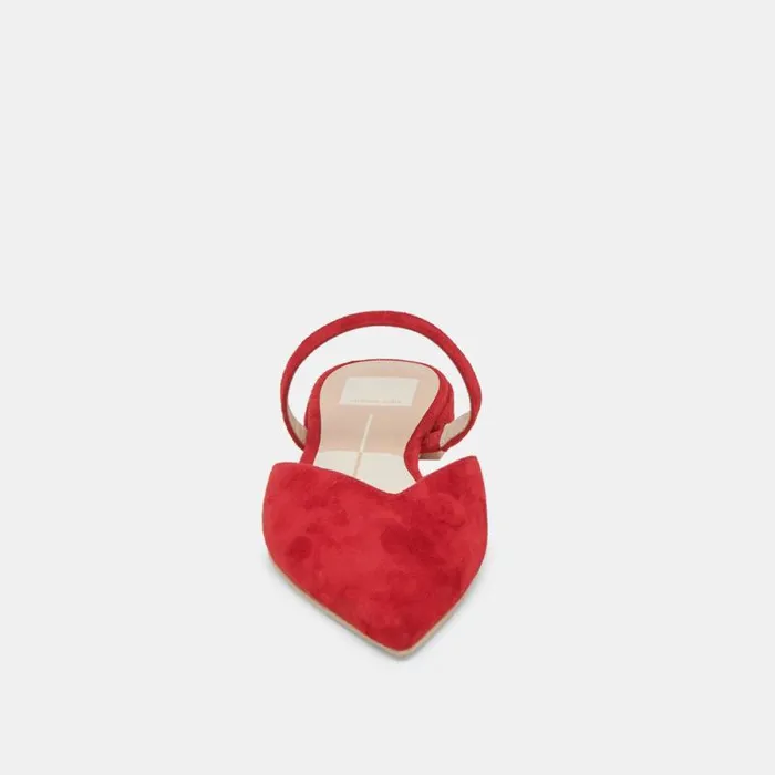 Dolce Vita Kanika Flats Crimson Suede Women Mules and Clogs