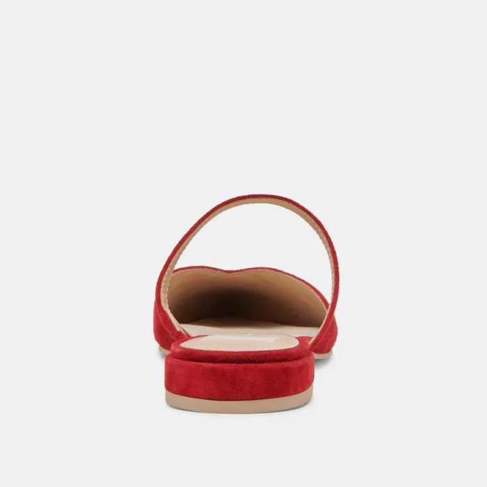 Dolce Vita Kanika Flats Crimson Suede Women Mules and Clogs