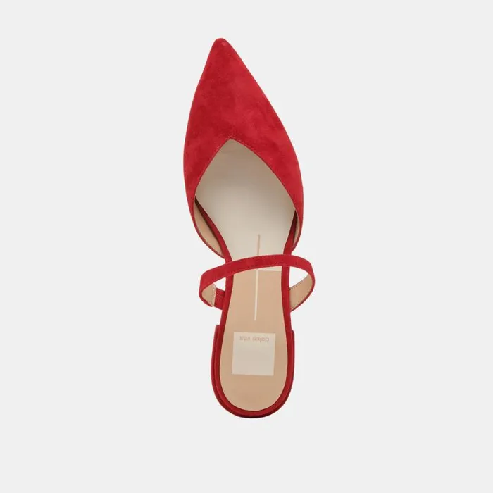 Dolce Vita Kanika Flats Crimson Suede Women Mules and Clogs