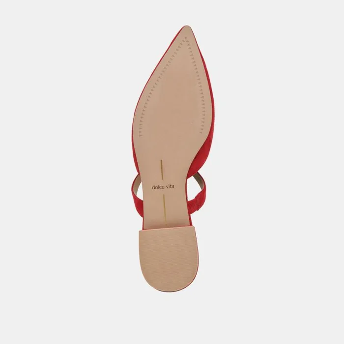 Dolce Vita Kanika Flats Crimson Suede Women Mules and Clogs