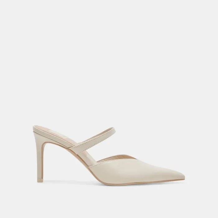 Dolce Vita Kanika Heels White Crinkle Patent Women Mules and Clogs