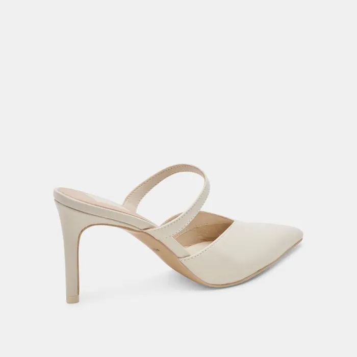 Dolce Vita Kanika Heels White Crinkle Patent Women Mules and Clogs