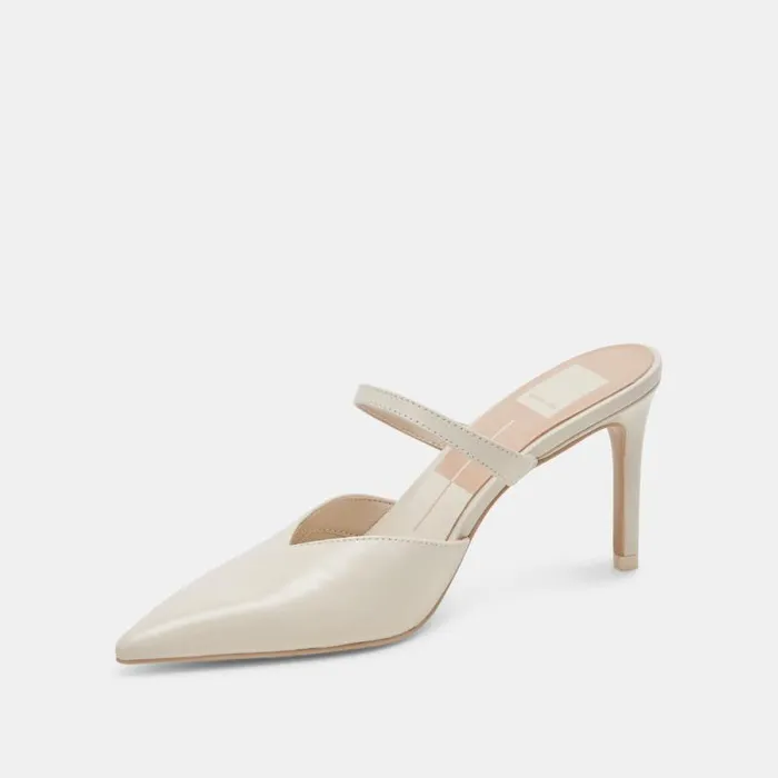 Dolce Vita Kanika Heels White Crinkle Patent Women Mules and Clogs