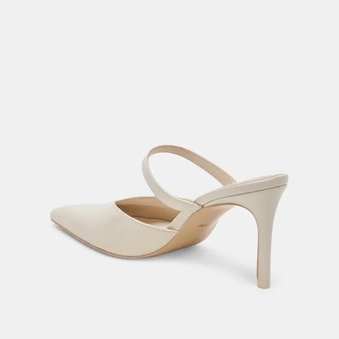 Dolce Vita Kanika Heels White Crinkle Patent Women Mules and Clogs