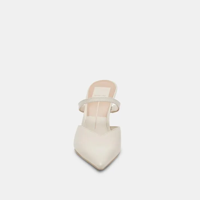 Dolce Vita Kanika Heels White Crinkle Patent Women Mules and Clogs