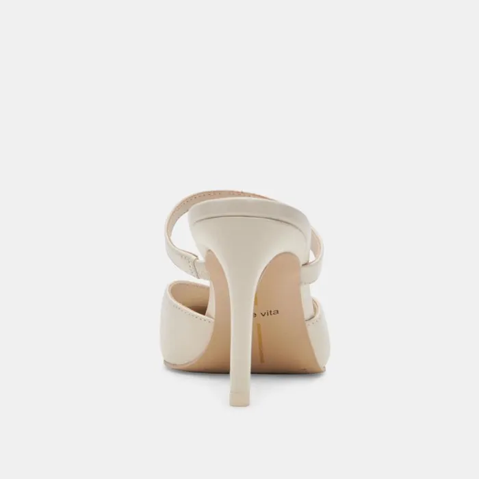 Dolce Vita Kanika Heels White Crinkle Patent Women Mules and Clogs