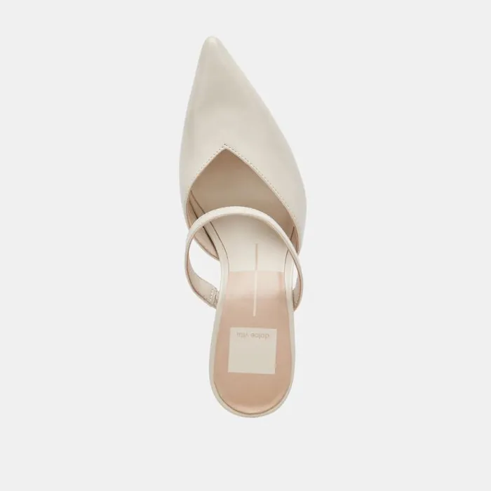 Dolce Vita Kanika Heels White Crinkle Patent Women Mules and Clogs