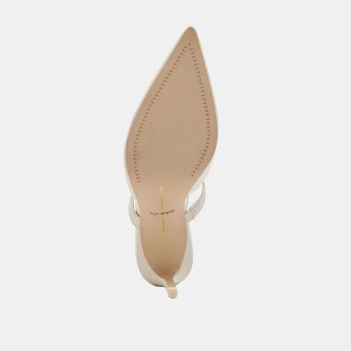 Dolce Vita Kanika Heels White Crinkle Patent Women Mules and Clogs