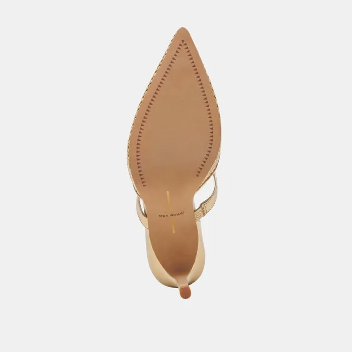 Dolce Vita Kanika Mesh Heels Gold Metallic Mesh Women Mules and Clogs