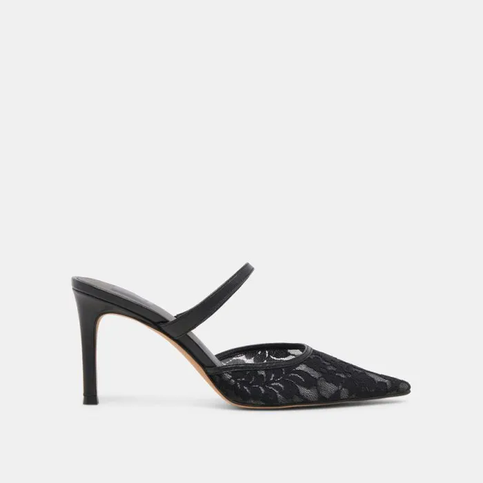 Dolce Vita Katik Heels Black Floral Lace Women Heels
