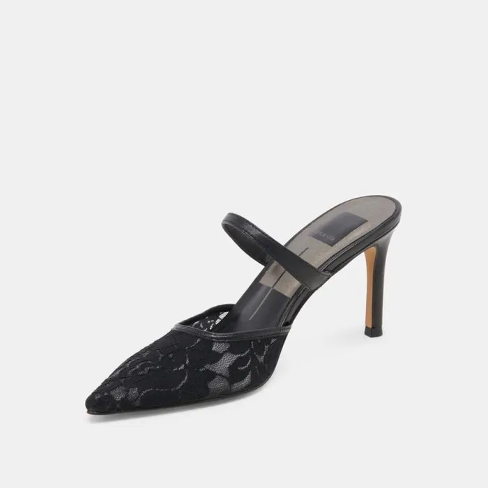 Dolce Vita Katik Heels Black Floral Lace Women Heels