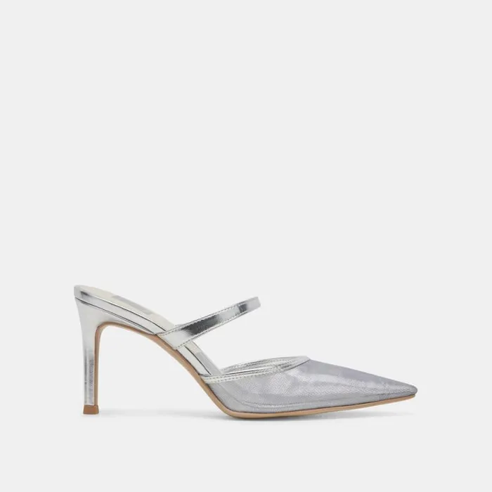 Dolce Vita Katik Heels Silver Mesh Women Heels
