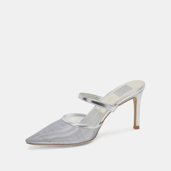 Dolce Vita Katik Heels Silver Mesh Women Heels