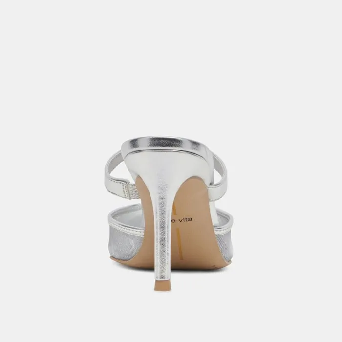 Dolce Vita Katik Heels Silver Mesh Women Heels