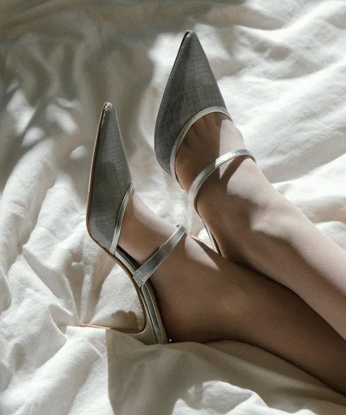 Dolce Vita Katik Heels Silver Mesh Women Heels