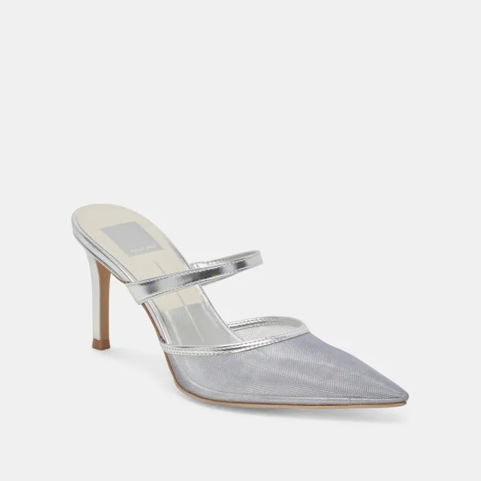 Dolce Vita Katik Heels Silver Mesh Women Heels