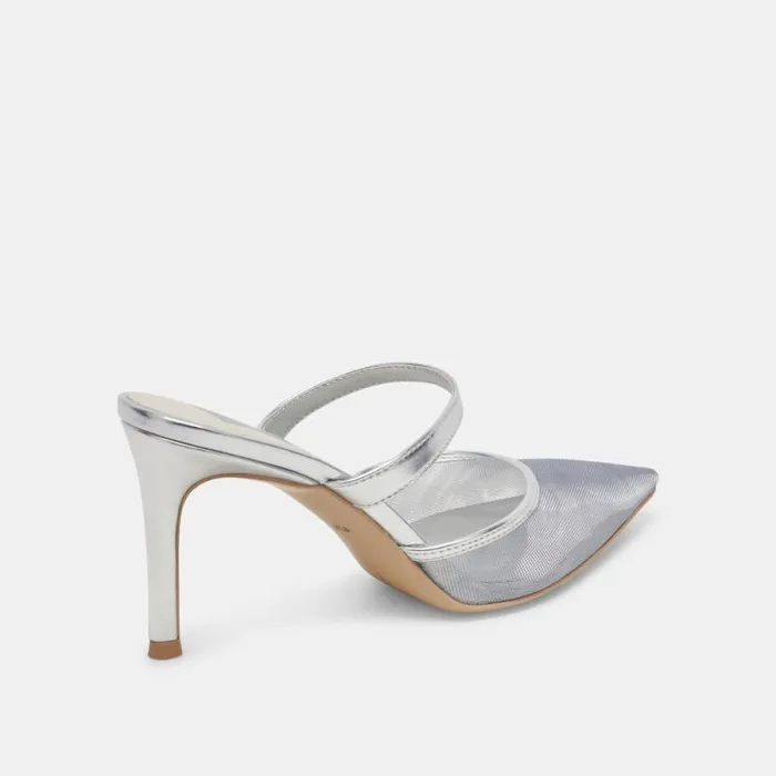 Dolce Vita Katik Heels Silver Mesh Women Heels