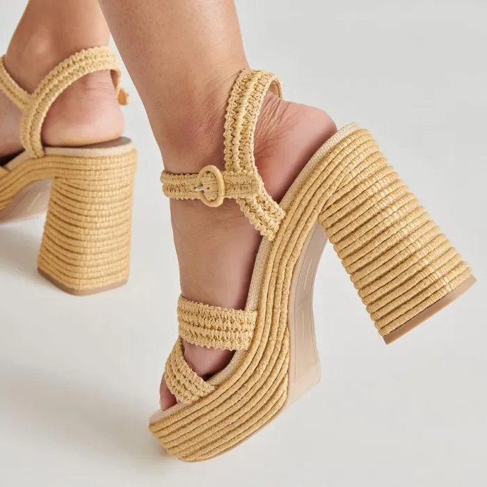 Dolce Vita Lacye Heels Natural Woven Women Heels