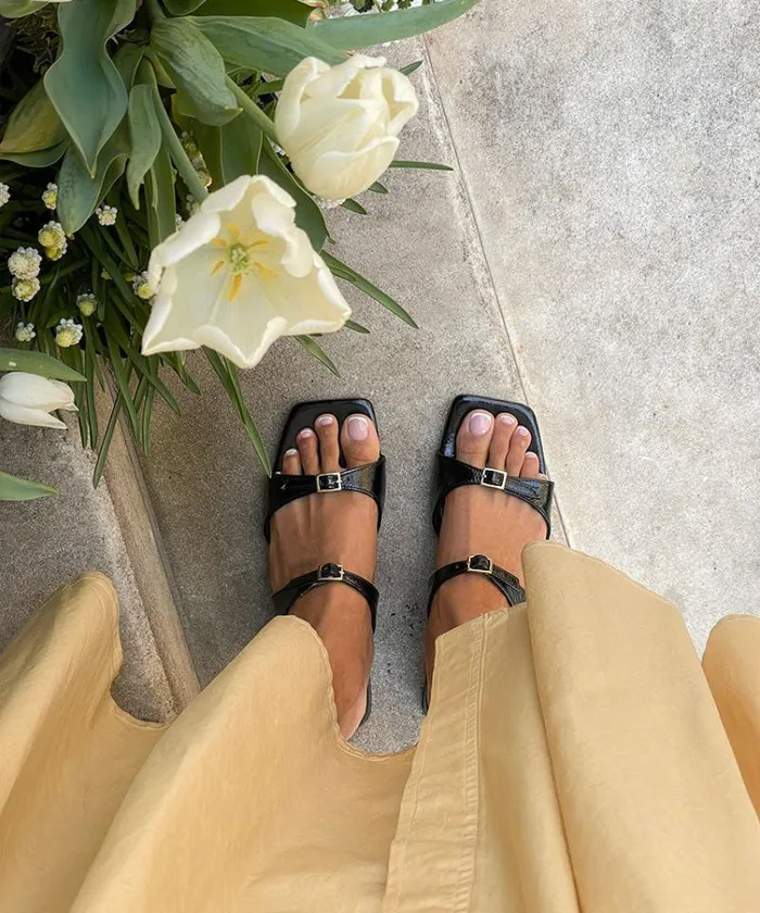 Dolce Vita Lavern Sandals Midnight Crinkle Patent Women Sandals