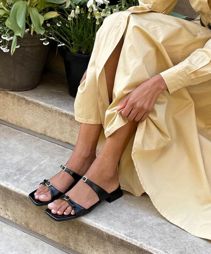 Dolce Vita Lavern Sandals Midnight Crinkle Patent Women Sandals